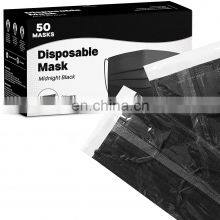 Disposable Face Mask Individually Wrapped - 50 Pack Face Masks Black