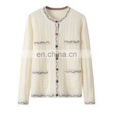 Women's Casual Solid Pattern Crew Neck Cashmere Sweater Cardigan Single Breasted Button Style for Autumn/Winter thumbnail-6