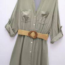 New Women's Dress With European and American Style Belt and Shirt Style Dress thumbnail-4