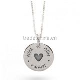 New Design Stainless Steel Our Family Silver Disc Necklace
