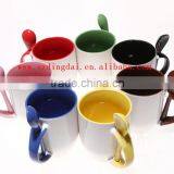 iwhite mug 11 oz sublimation nner color & handle color sublimation mug with spoon 11OZ sublimation mug