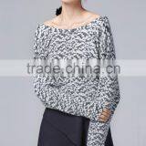 Woman's V Neck Pollver Printed Sweater