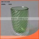 266 ml Double wall glass cup with clear wall outside and green wall inside