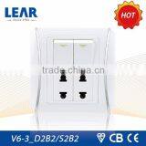 Anti Fire V6-3 Range 2 Gang 4 Pins Electrical Socket