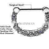 Septum Clicker Nose Rings CZ Gem Ear Piercing Cuff Diath Cartilage thumbnail-2
