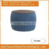 TN-5008, Round Ottoman With Antique Wooden Board on Top