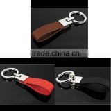Creative Round Alloy Metal Keyring Belt Buckles Blank Black Leather Strap Cord Leather Metal Keychain
