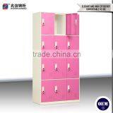 12 Door Pink Stainless Steel Wardrobe Multi-door Steel Closet Locker Fashionable Key Lock Steel Locker thumbnail-2