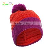 wholesale/high quality Custom Acrylic Warm ski hat With Top Ball, plush Beanie Hat