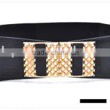 New Design Fashion Metallic Gold Belt Wide Leather Belt