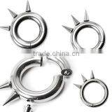 316L Surgical Steel Segment Ring With 3 Internally Threaded Spikes