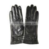 Hot Selling White Thread Little Bowknot Sheepskin Leather Gloves for Female thumbnail-2