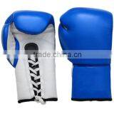 Blue Professional Cowhide Leather Boxing Gloves thumbnail-1
