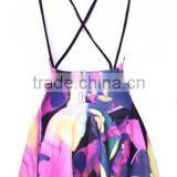 Multicolor Colorful Condole Belt Cross Back Square Neck Dress Summer Dresses for Women thumbnail-1