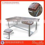Recycled Railway Wood Dinning Table With Stainless Steel Leg thumbnail-1