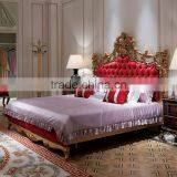 Luxury Neoclassical Solid Wood Bedroom Furniture Double Bed With Wooden Hand Carved Heardboard thumbnail-1