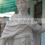 Hand Carved Life-size White Marble Knight Statue thumbnail-2