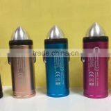 Hot Selling Customized Cool Bullet Shape Usb Car Charger