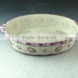 Color Print Ceramic Bake Plate Bakeware With Handles in Stocklots thumbnail-2