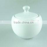 Cheap Ceramic Plain White Dinnerware Type Round Sugar Pot With Lid thumbnail-1