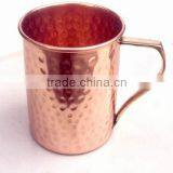 BPA FREE HAMMERED FINISH MOSCOW MULE SOLID COPPER STRAIGHT MUG WITH BRASS HANDLE, MOSCOW MULE COPPER MUGS, INDIAN COPPER MUGS thumbnail-1