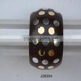 Chunky Metal Mosaic Bracelet on Wooden Base thumbnail-1