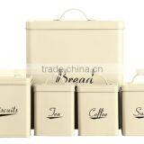 5PCS Decative Spray Power Square Iron Bread Bin, Biscuit Jar and Tea Coffee Sugar Jars thumbnail-1