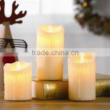 S/3 Dripping Wax Pillar Candles LED Moving Flame Candles thumbnail-1