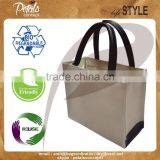 Canvas Pu Trimmed Hand Tote Bag - Laminated Canvas With Padded Rope Handle Tote Bag thumbnail-1