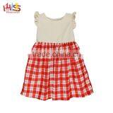 2017 New Baby Girls Kids Designer Clothes Beige Plaid Ruffle Skirt Dress thumbnail-4