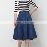 Wholesale Custom Long Denim Skirts Blue Jean Skirts for Women thumbnail-5
