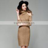 Zm50246b Europe Hot Sell Lady Sweater Dress Sexy off Shoulder Long Knitwear Women thumbnail-2
