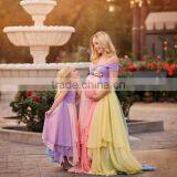 Rainbow Baby Girls Gown Multi-layer Maxi Mommy And Me Long Dress Chiffon New Style thumbnail-1