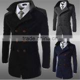 Hot Sale Long Sleeve Woolen Black Navy and Gary Warm 4 Size for Choice Coat of Wool thumbnail-5