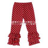 Kids Girls Polka Dot Pants Girls Triple Ruffle Leggings Cotton Full Length Fall Pants thumbnail-5