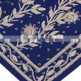 Blue Dabka Hand Embroidered Exquisite Velvet Accent Ethnic Indian Pillowcases thumbnail-4