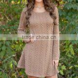 Walson Spring and Autumn New Four-color Fashion Knitted Sweater Round Neck Long-sleeved Dresses thumbnail-1