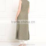 Fashion Ladies Pocket Red Long Vest Pattern thumbnail-4