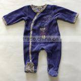 75% Cotton 25% Polyester Velour Purple Newborn Baby Girls Romper Wholesale Price thumbnail-2