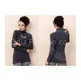 Elegant O Neck Long Sleeve Womens Cashmere Sweaters , Gray Long Sweater for Ladies thumbnail-1