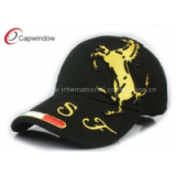 F1 Horse 3D Embroidery Black Racing Baseball Caps With Metal Buckle Closure
