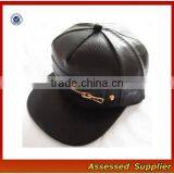 SNB035 Custom Black Leather Snapback Hat Wholesale thumbnail-3