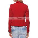 CHEFON Button Trim Women Plus Size Red Blazer CFB040 thumbnail-3
