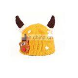 New Style Toddler Kids Cartoon Christmas Elk Horn Crochet Knitted Reindeer Hat thumbnail-3