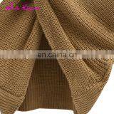 Eaby Hot Sale Khaki V-neck Backless Knitting Cheap Women Cashmere Ugly Sweater thumbnail-4