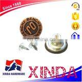 17mm Leather Metal Button, Black Leather Button
