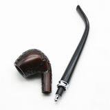 245mm Length Wooden Resin Medium Tobacco Pipe With Small Black Carving Head for Smoking thumbnail-5