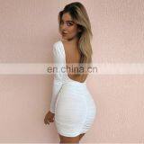 Hot Sales 2020 Spring&Summer Women Long Sleeve Backless Bodycon Party Dresses Lady Sexy Mini Club Dress thumbnail-6