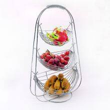 High Quality Wire With Coating 3 Tier Metal Fruit Basket Detachable Kitchen Storage Baskets thumbnail-1