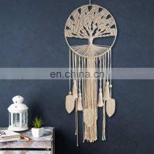Macrame Wall Hanging Dreamcatcher With Feather Leaf Woven Boho Home Decor Nursery Hippie Tree of Life Large Dream Catcher thumbnail-5
